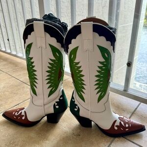 Toral Far Western Cowboy Boot | Size 8 Women's | Brand New | Green, White, Brown